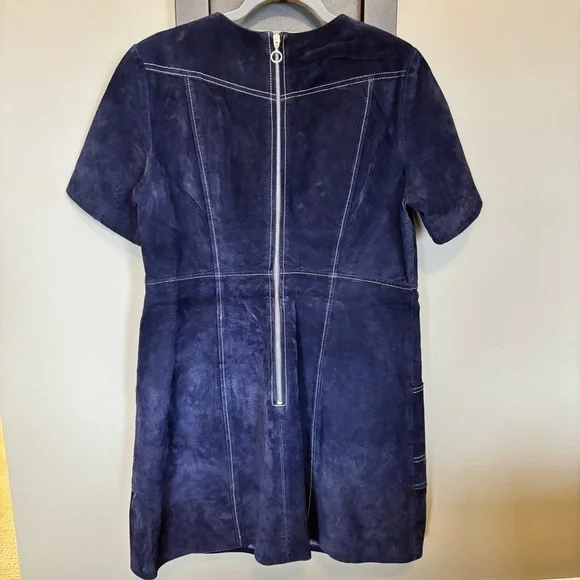 ASOS Suede Blue Mini Dress - size 12 - Picture 4 of 7